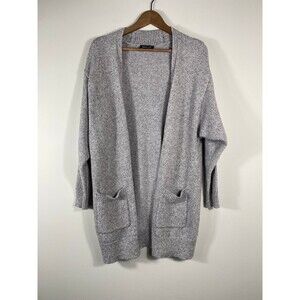 Express Women’s Open Front Cardigan Sweater Size S Gray Soft Knit Pockets